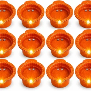 Water Sensor LED Light Diyas for Home Decoration, Floating Flameless Candles for Diwali, Christmas & New Year Pack of 12